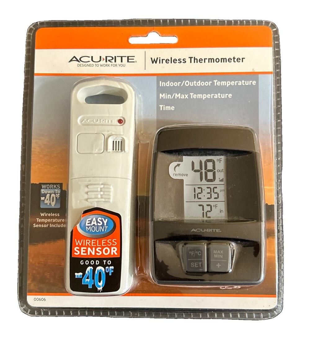Acu-Rite Wireless Indoor Outdoor Thermometer With Min/Max Temp & Time #00606 New